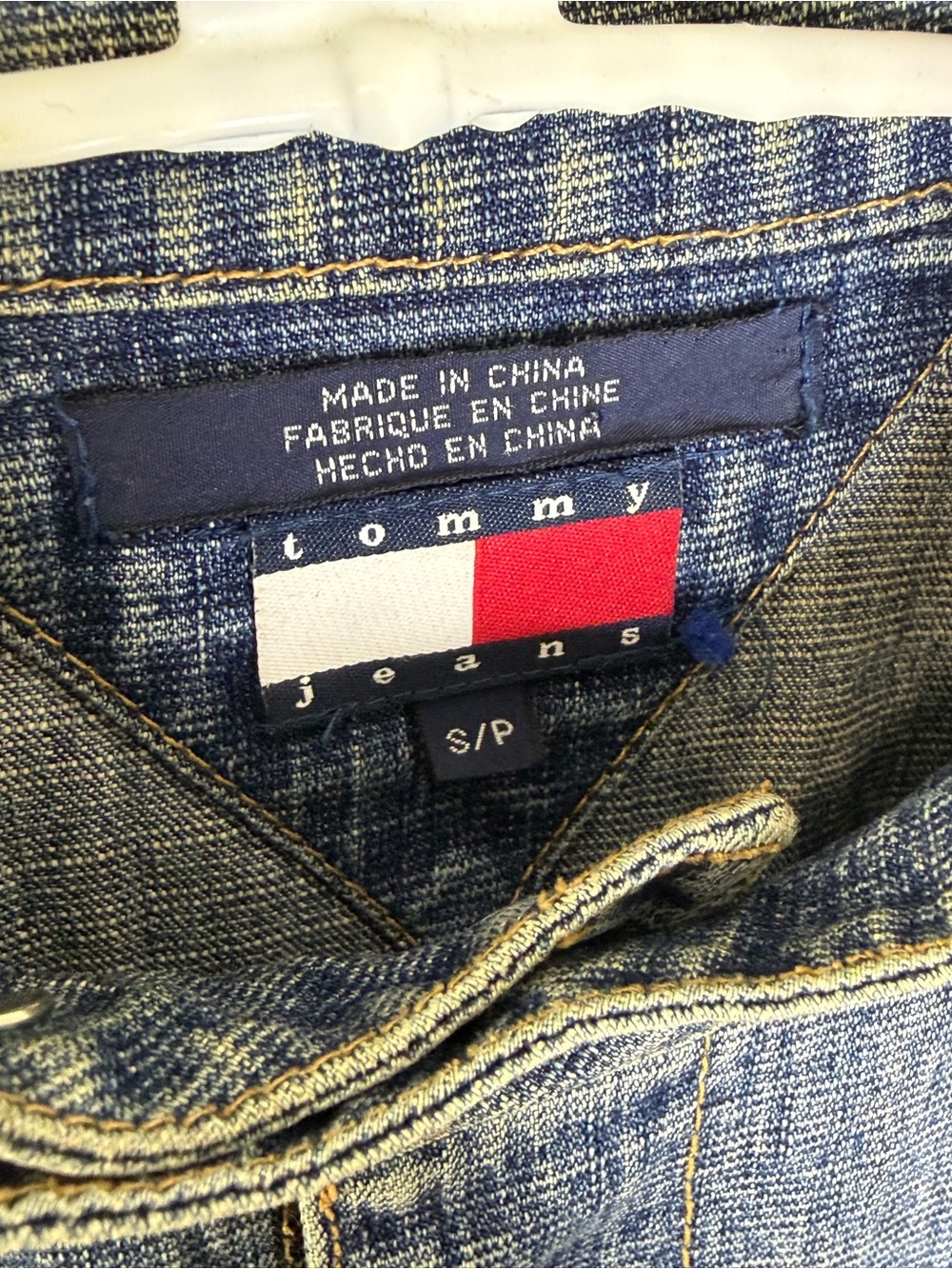 Vintage Tommy Hilfiger Jeans Moto Denim Jacket Womens Small Stonewash Blue Y2K - Picture 7 of 9